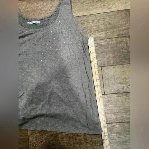 Maurices Tank Top Womens XL Grey Lace Back Rhinestones Bling - Picture 8 of 8